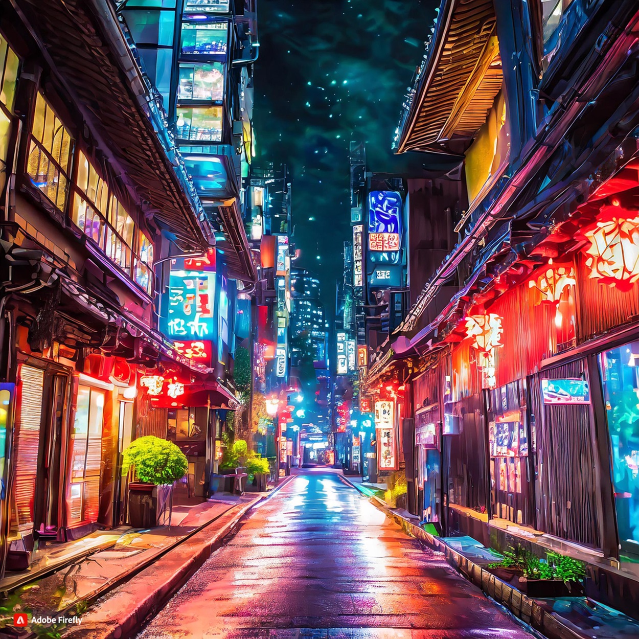  Firefly japanese style street with tall buildings lit by neon lights and signs during the night 9659.jpg
